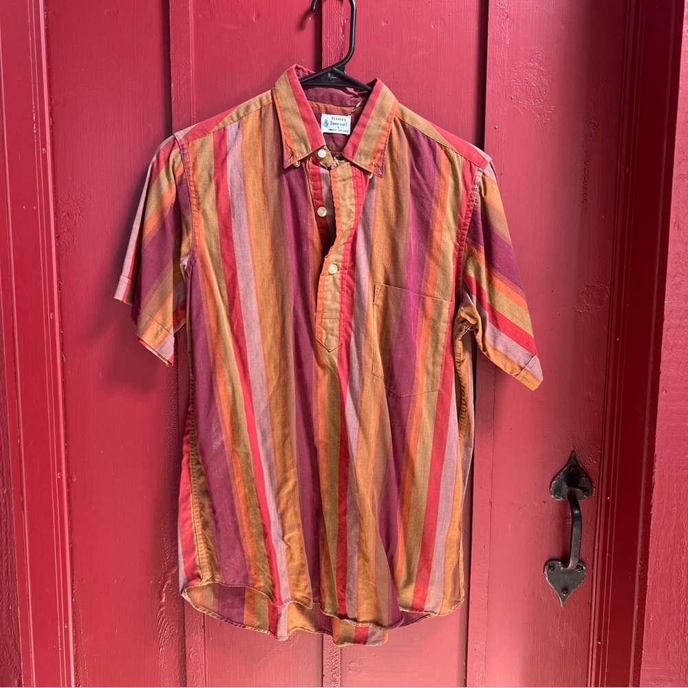 Vtg 50s 60s Penneys TownCraft Plaid Short Sleeve Shirt Small